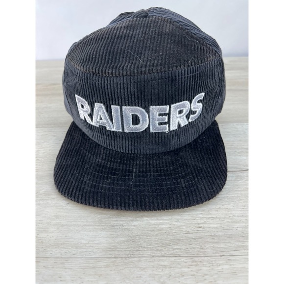 New Era Other - Vintage New Era Black Corduroy Raiders Hat Cap Pro Design Black NFL SnapBack